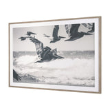 Pelican Beach by Nathan Larson a Hand Embellished Framed Photo Art Print Matted under Glass by Mercana at Eve Furniture