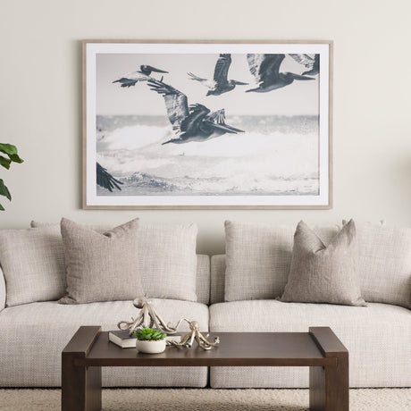 Pelican Beach by Nathan Larson a Hand Embellished Framed Photo Art Print Matted under Glass by Mercana at Eve Furniture