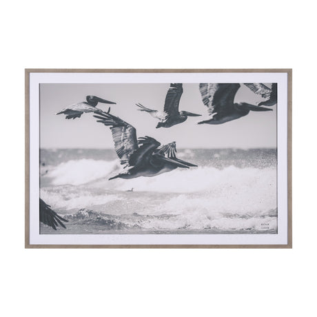 Pelican Beach by Nathan Larson a Hand Embellished Framed Photo Art Print Matted under Glass by Mercana at Eve Furniture