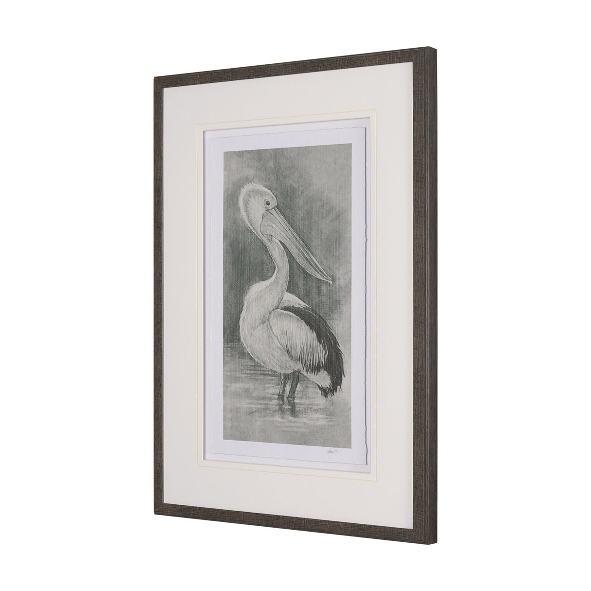 Pelican Sketch by Mercana Studio a Hand Embellished Framed Art Print Matted under Glass by Mercana at Eve Furniture