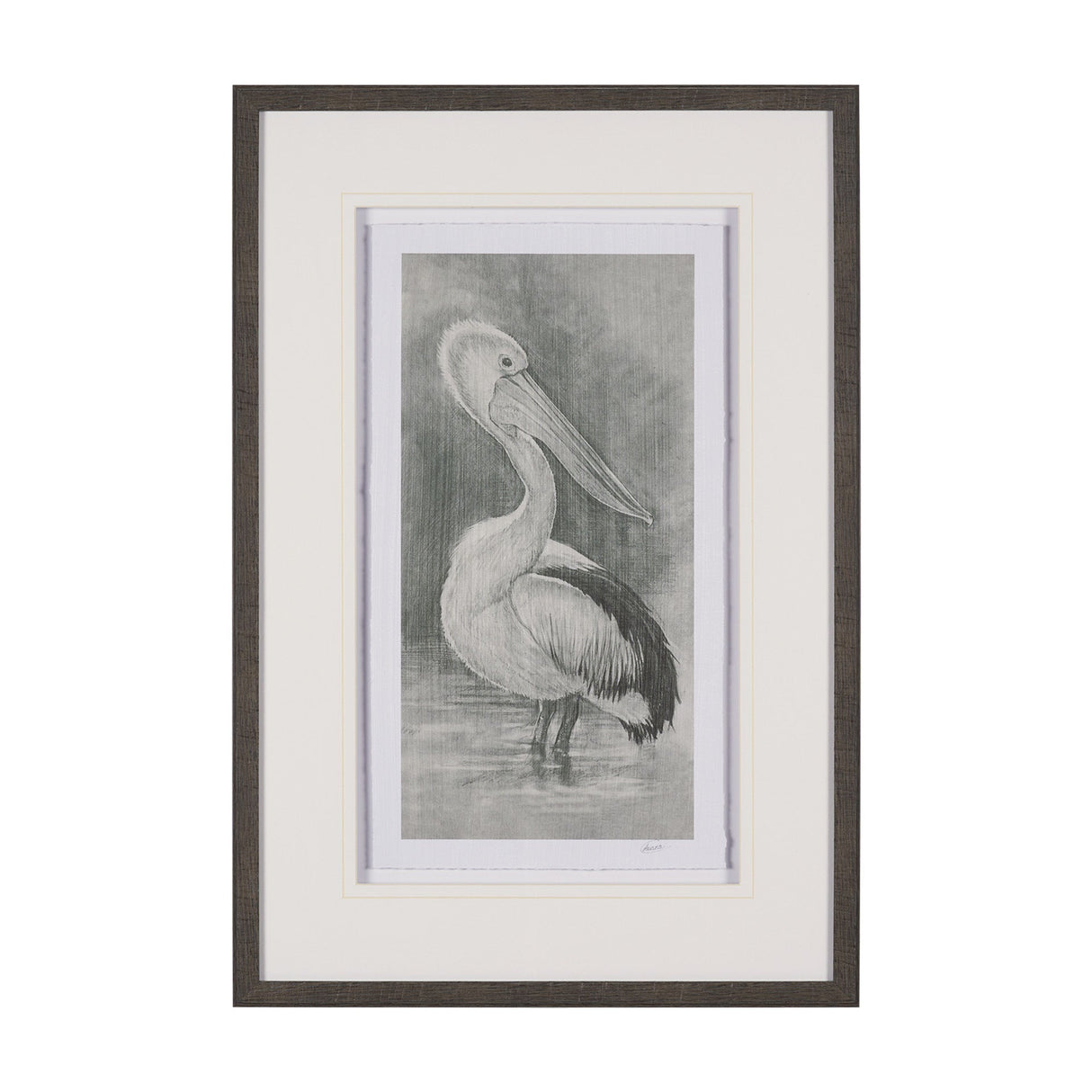 Pelican Sketch by Mercana Studio a Hand Embellished Framed Art Print Matted under Glass by Mercana at Eve Furniture