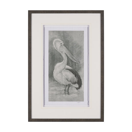 Pelican Sketch by Mercana Studio a Hand Embellished Framed Art Print Matted under Glass by Mercana at Eve Furniture