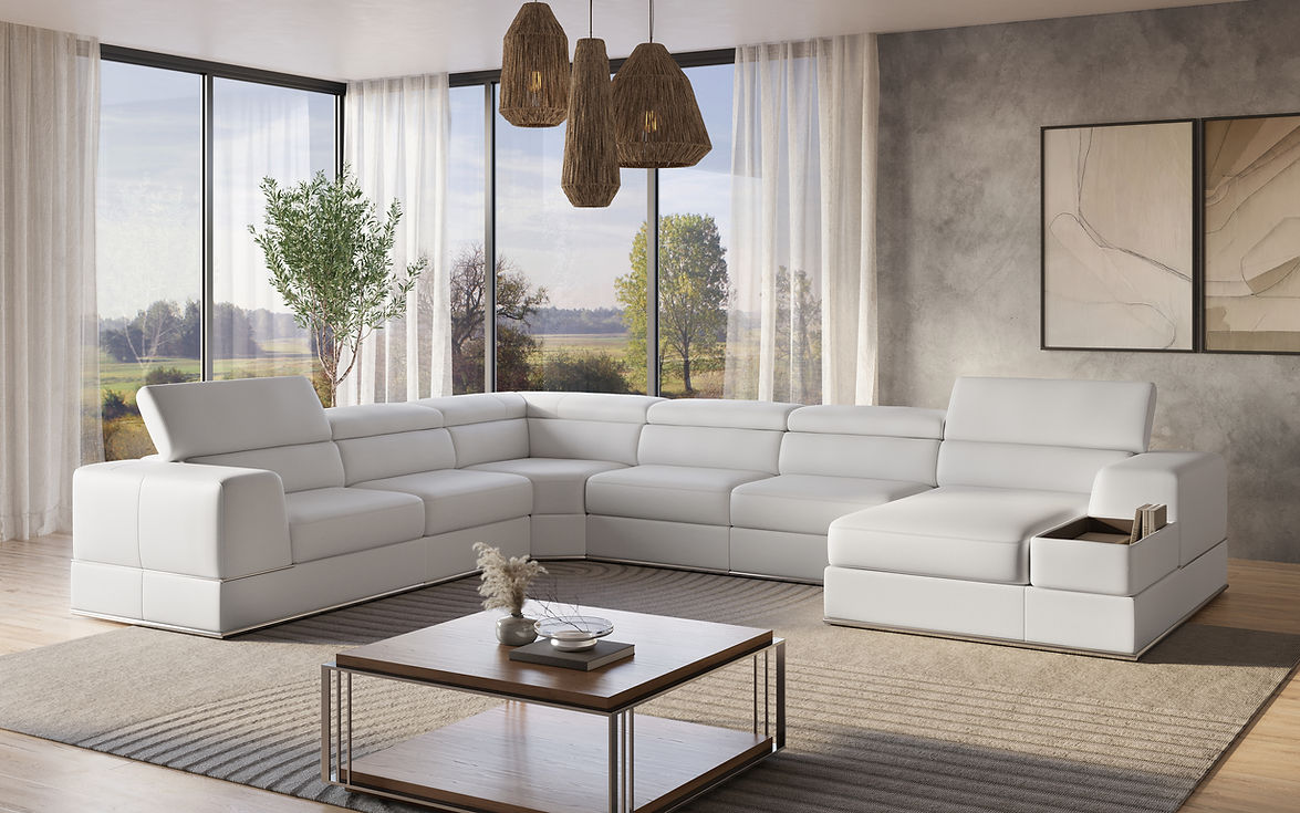 Pella White Right Arm Facing (RAF) Power Reclining Sectional by New Era Innovations at Eve Furniture
