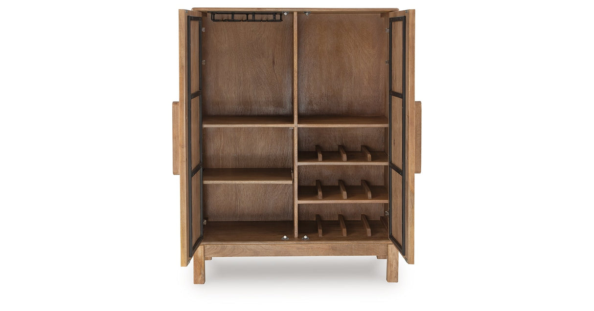 Pellamour Natural Brown Bar Cabinet by Ashley at Eve Furniture