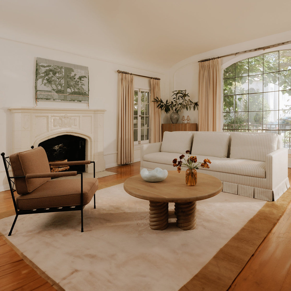 Pellicano Beige Stripe Sofa by Moe's Home at Eve Furniture