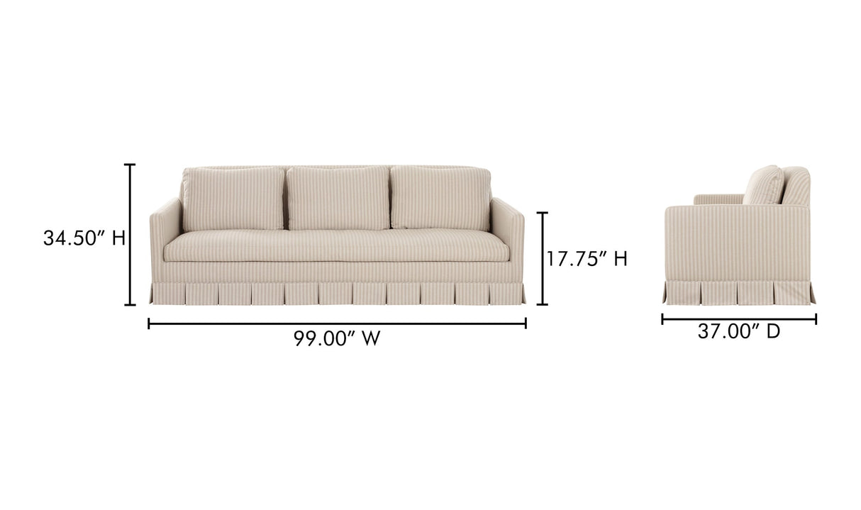 Pellicano Sofa Beige Stripe by Moe's Home at Eve Furniture