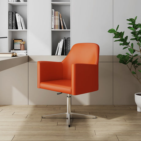 Pelo Adjustable Height Swivel Accent Chair in Orange and Polished Chrome by Manhattan Comfort at Eve Furniture