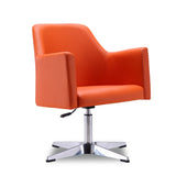 Pelo Adjustable Height Swivel Accent Chair in Orange and Polished Chrome (set of 2) by Manhattan Comfort at Eve Furniture