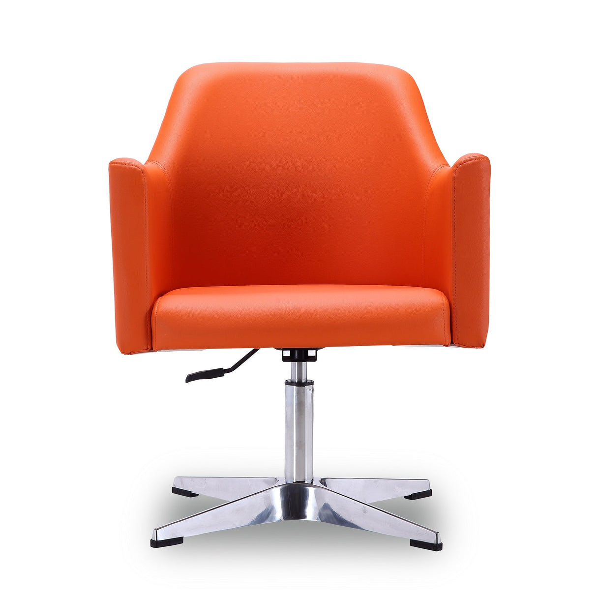 Pelo Adjustable Height Swivel Accent Chair in Orange and Polished Chrome (set of 2) by Manhattan Comfort at Eve Furniture