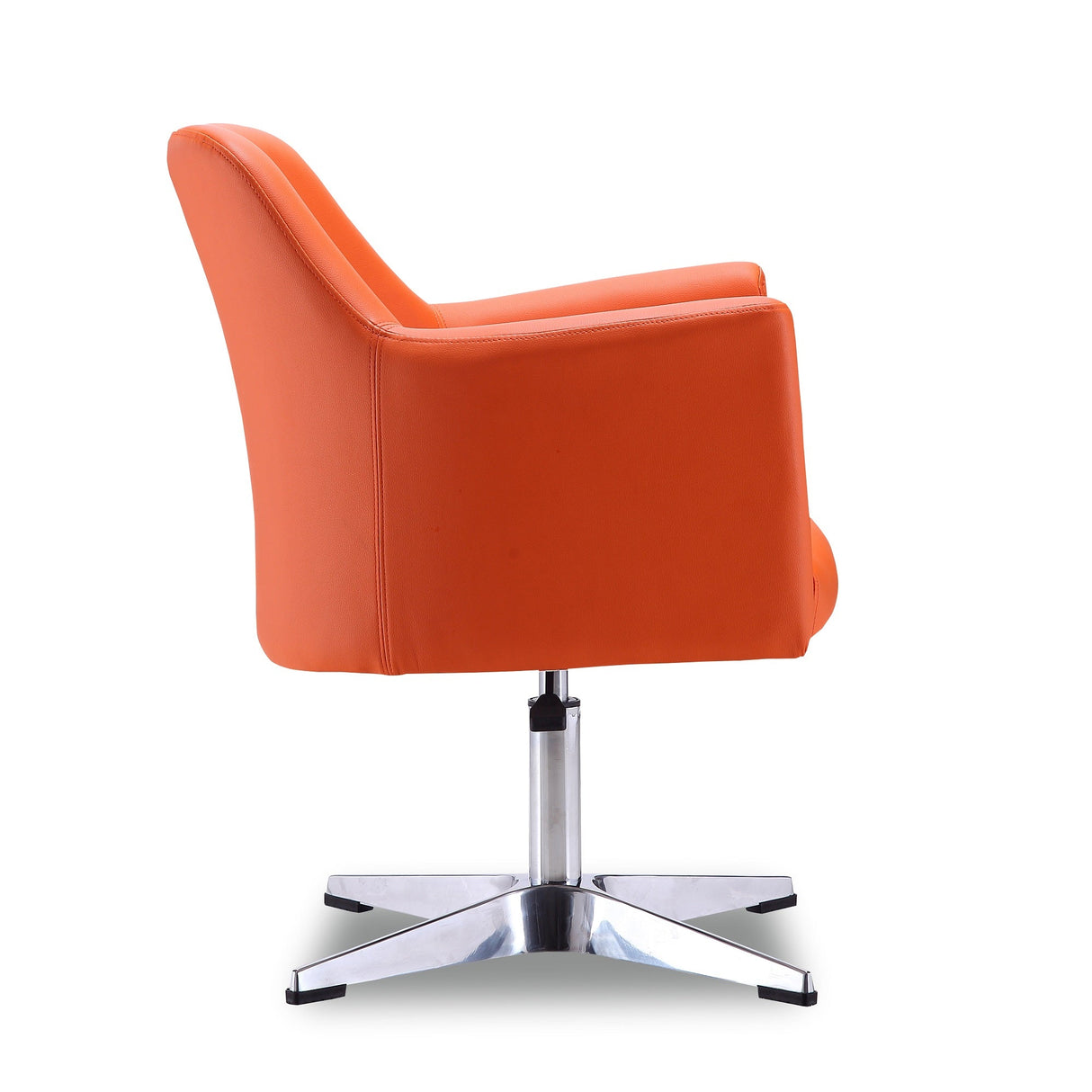 Pelo Adjustable Height Swivel Accent Chair in Orange and Polished Chrome (set of 2) by Manhattan Comfort at Eve Furniture