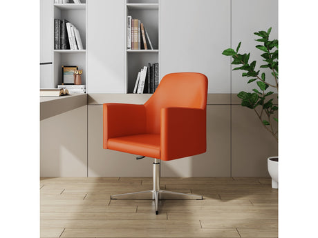 Pelo Adjustable Height Swivel Accent Chair in Orange and Polished Chrome (set of 2) by Manhattan Comfort at Eve Furniture