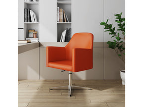 Pelo Adjustable Height Swivel Accent Chair in Orange and Polished Chrome (set of 2) by Manhattan Comfort at Eve Furniture