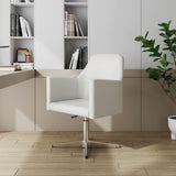 Pelo Adjustable Height Swivel Accent Chair in White and Polished Chrome by Manhattan Comfort at Eve Furniture