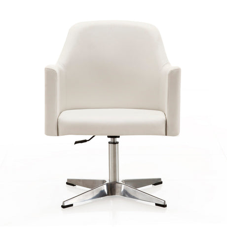 Pelo Adjustable Height Swivel Accent Chair in White and Polished Chrome by Manhattan Comfort at Eve Furniture