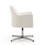 Pelo Adjustable Height Swivel Accent Chair in White and Polished Chrome by Manhattan Comfort at Eve Furniture