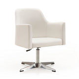 Pelo Adjustable Height Swivel Accent Chair in White and Polished Chrome (set of 2) by Manhattan Comfort at Eve Furniture