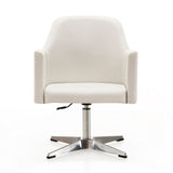 Pelo Adjustable Height Swivel Accent Chair in White and Polished Chrome (set of 2) by Manhattan Comfort at Eve Furniture