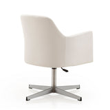 Pelo Adjustable Height Swivel Accent Chair in White and Polished Chrome (set of 2) by Manhattan Comfort at Eve Furniture