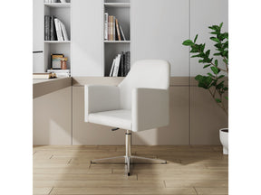 Pelo Adjustable Height Swivel Accent Chair in White and Polished Chrome (set of 2) by Manhattan Comfort at Eve Furniture