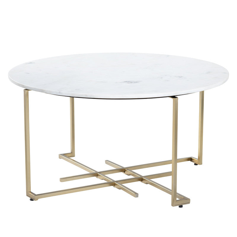 Pembroke Gold/White Cocktail Table by Crestview at Eve Furniture