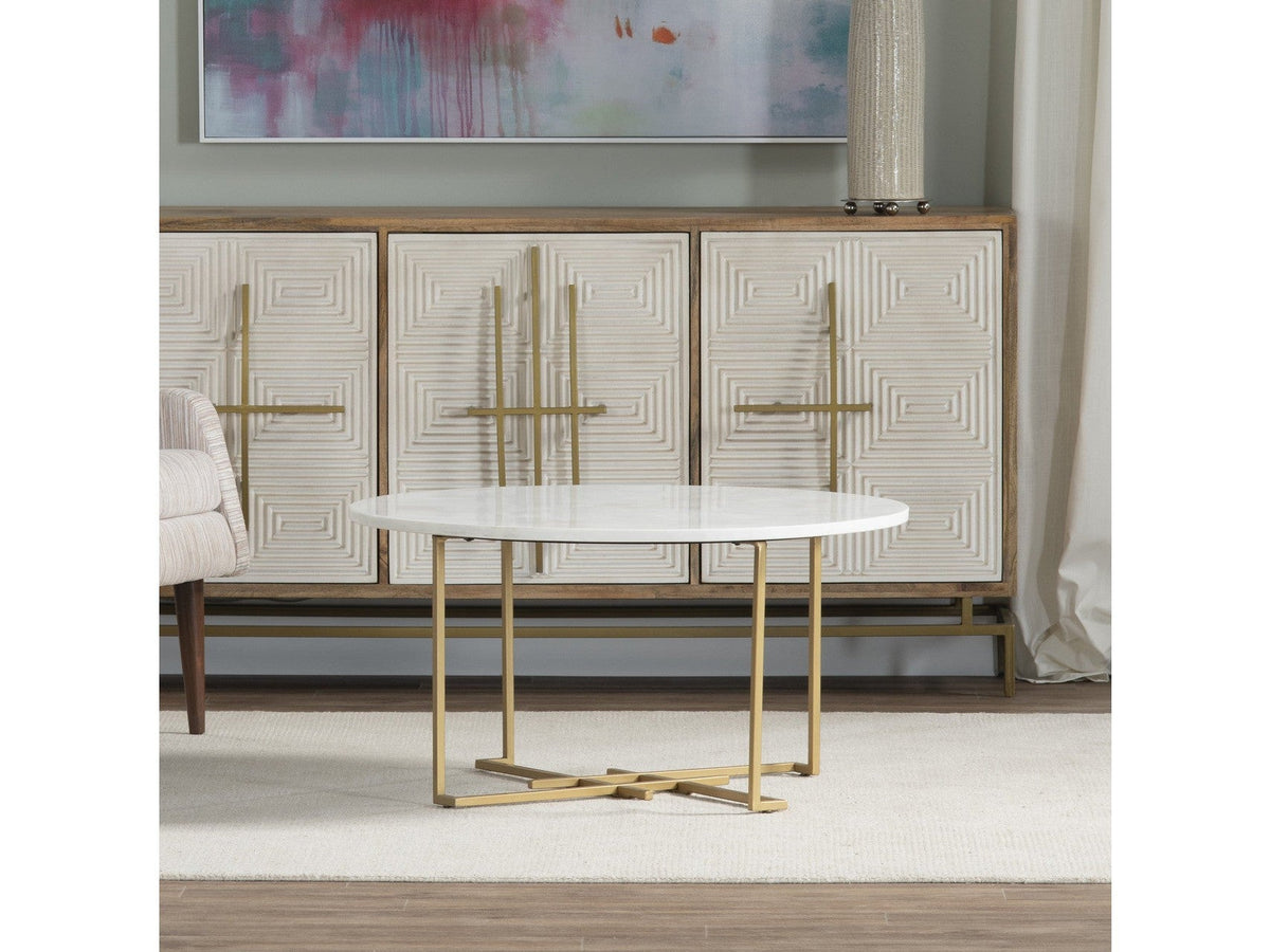 Pembroke Gold/White Cocktail Table by Crestview at Eve Furniture