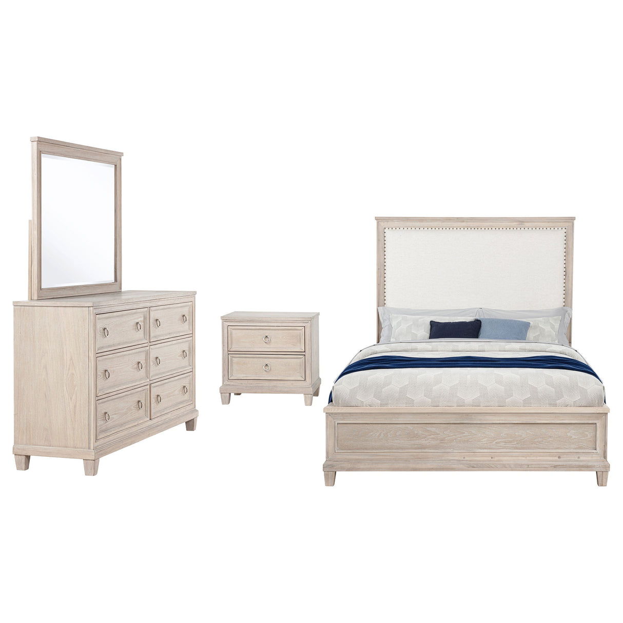 Pembroke Washed Oak 4-piece California King Bedroom Set by Coaster at Eve Furniture