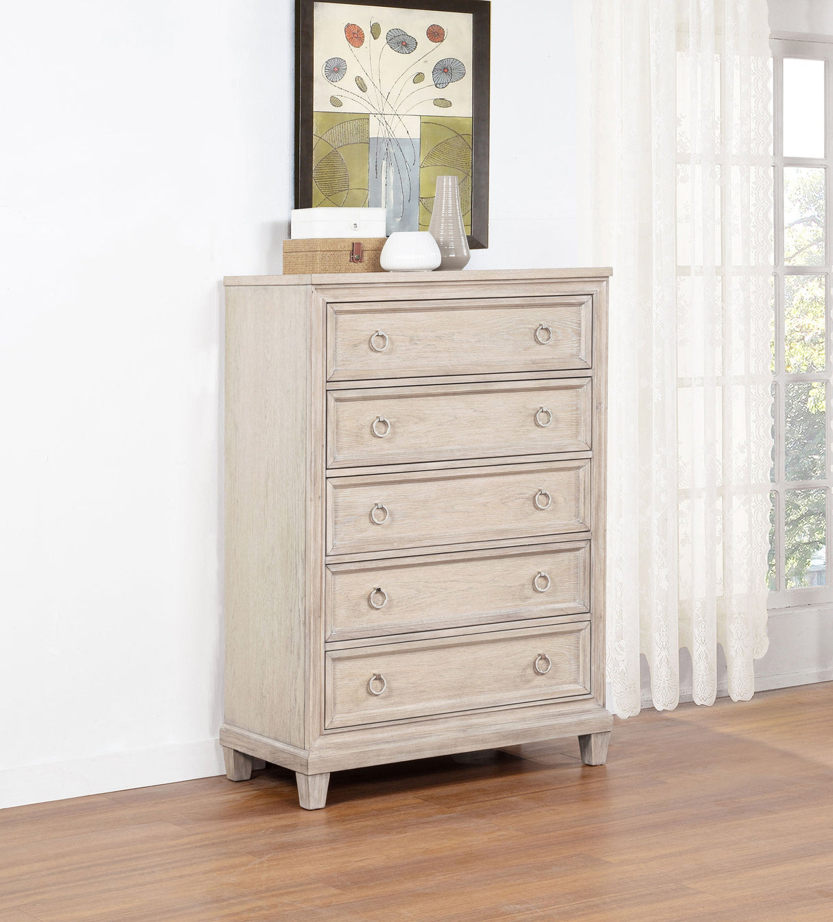 Pembroke Washed Oak 5-drawer Chest of Drawers by Coaster at Eve Furniture