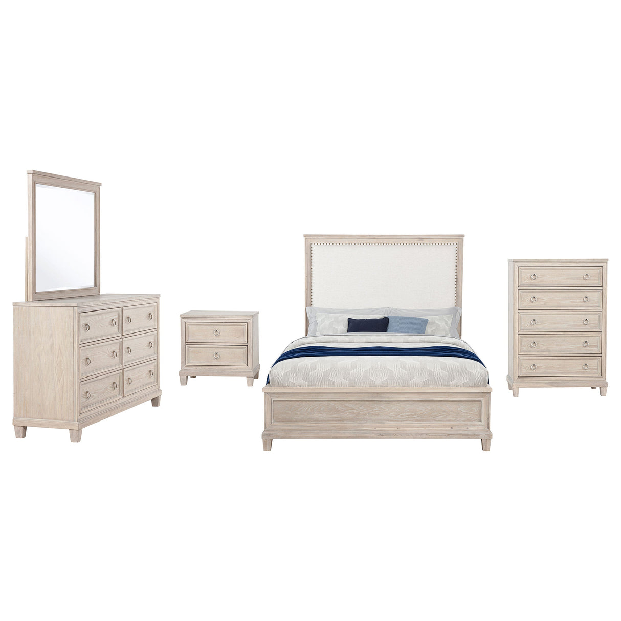 Pembroke Washed Oak 5-piece Queen Bedroom Set by Coaster at Eve Furniture