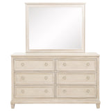 Pembroke Washed Oak 6-drawer Bedroom Dresser with Mirror by Coaster at Eve Furniture