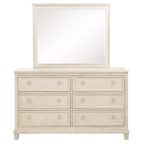 Pembroke Washed Oak 6-drawer Bedroom Dresser with Mirror by Coaster at Eve Furniture