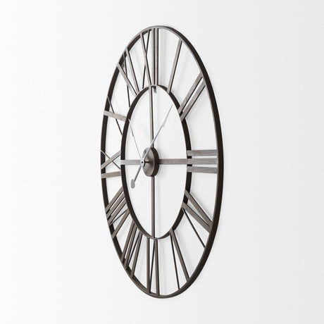 Pender Black Iron Round Wall Clock by Mercana at Eve Furniture