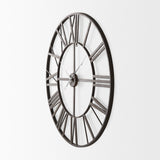 Pender Black Iron Round Wall Clock by Mercana at Eve Furniture