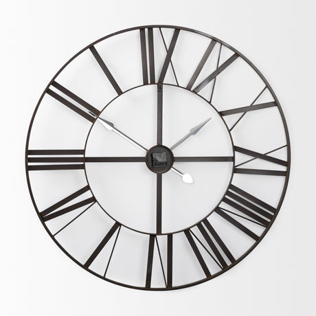 Pender Black Iron Round Wall Clock by Mercana at Eve Furniture