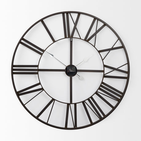 Pender Black Iron Round Wall Clock by Mercana at Eve Furniture