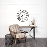 Pender Black Iron Round Wall Clock by Mercana at Eve Furniture