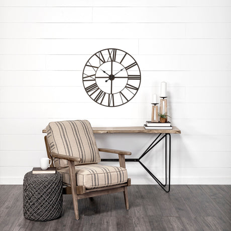 Pender Black Iron Round Wall Clock by Mercana at Eve Furniture