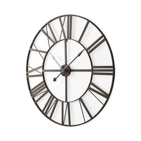 Pender Black Iron Round Wall Clock by Mercana at Eve Furniture