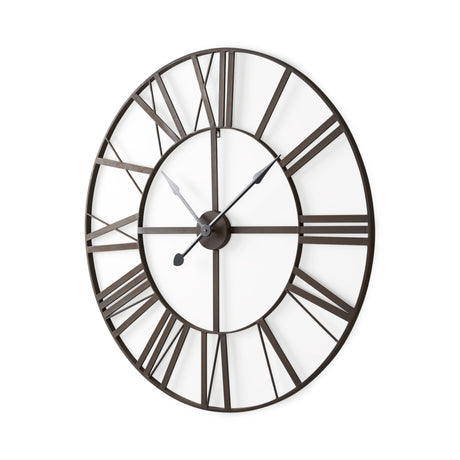 Pender Black Iron Round Wall Clock by Mercana at Eve Furniture