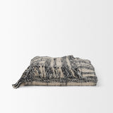 Pendle Cream w/ Woven Black Plaid Pattern Cotton Throw Blanket by Mercana at Eve Furniture