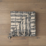 Pendle Cream w/ Woven Black Plaid Pattern Cotton Throw Blanket by Mercana at Eve Furniture