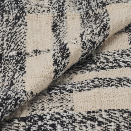 Pendle Cream w/ Woven Black Plaid Pattern Cotton Throw Blanket by Mercana at Eve Furniture