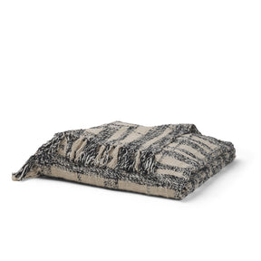 Pendle Cream w/ Woven Black Plaid Pattern Cotton Throw Blanket by Mercana at Eve Furniture