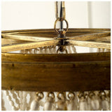 Pendra Gold Metal Whitewashed Wooden Bead Three Bulb Chandelier by Mercana at Eve Furniture