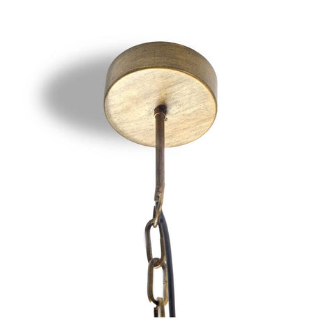 Pendra Gold Metal Whitewashed Wooden Bead Three Bulb Chandelier by Mercana at Eve Furniture
