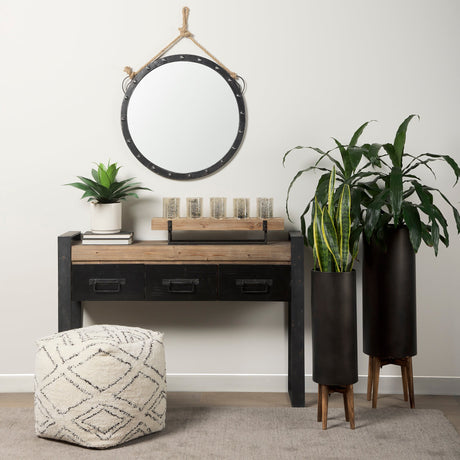 Pendula Round Metal Frame Mirror by Mercana at Eve Furniture