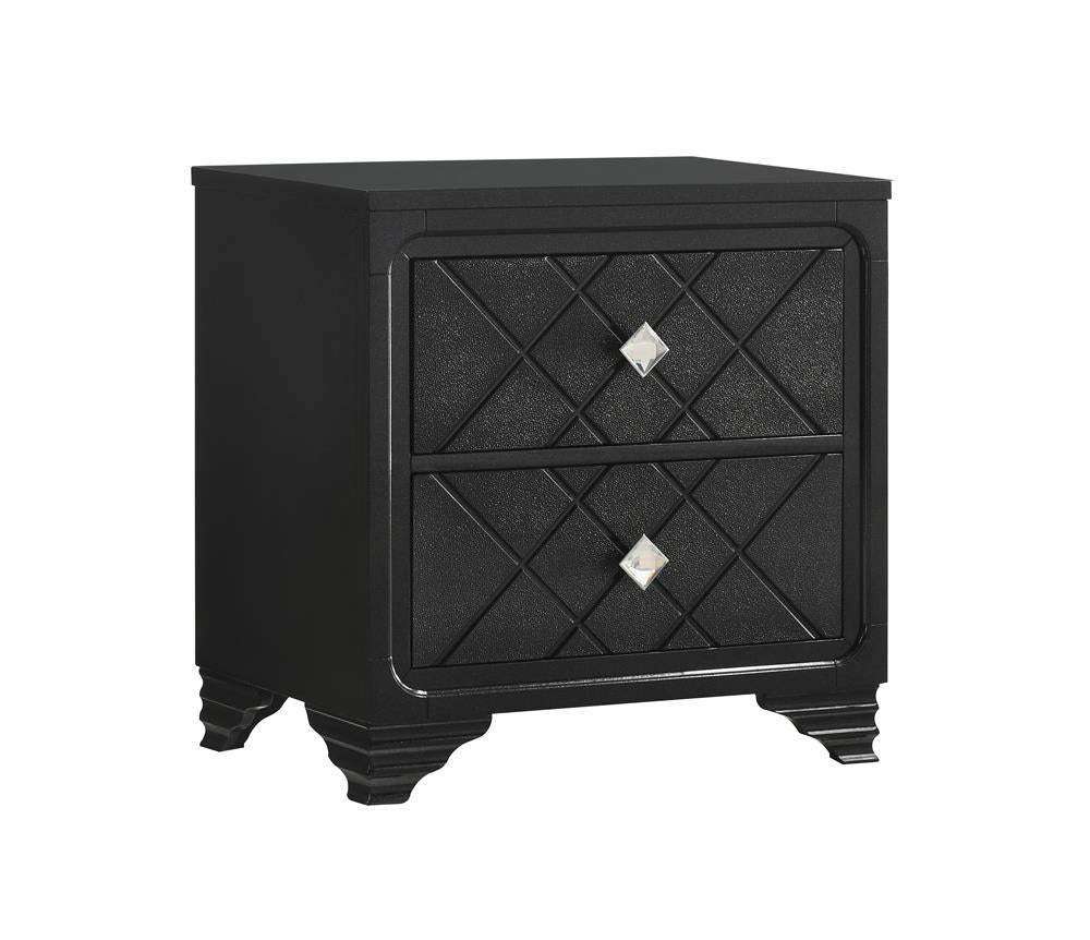 Penelope 2-Drawer Nightstand Black