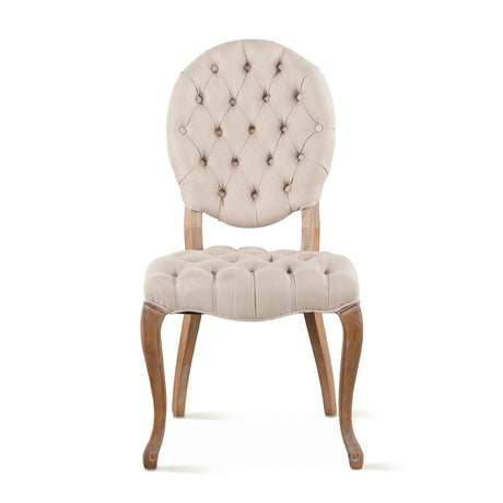 Penelope 21" Dining Chair in Beige Linen with Napoleon Legs, Set of 2 by Home Trends & Design at Eve Furniture