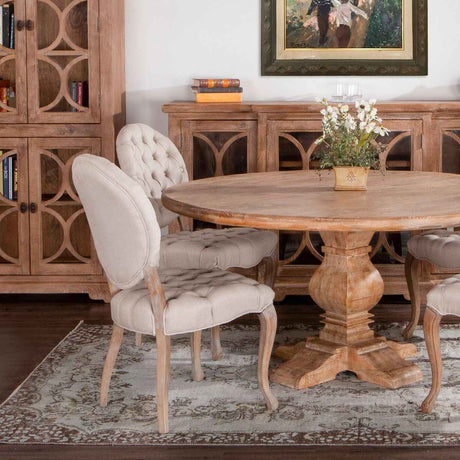Penelope 21" Dining Chair in Beige Linen with Napoleon Legs, Set of 2 by Home Trends & Design at Eve Furniture