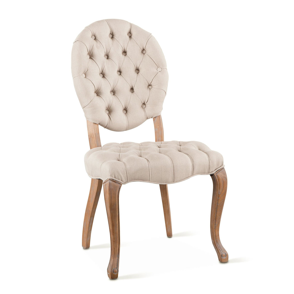 Penelope 21" Dining Chair in Beige Linen with Napoleon Legs, Set of 2 by Home Trends & Design at Eve Furniture
