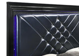 Penelope Eastern King Bed with LED Lighting Black/Midnight Star